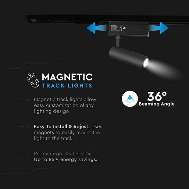 V-TAC VT-4215 LED Tracklights - Magnetische Tracklights - IP20 - 15 Watt - 900 Lumen - 4000K