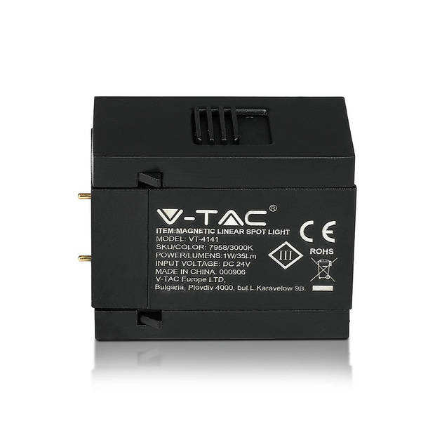 V-TAC VT-4141 LED Tracklights - Magnetische lineaire spots - IP20 - 1 Watt - 35 Lumen - 4000K