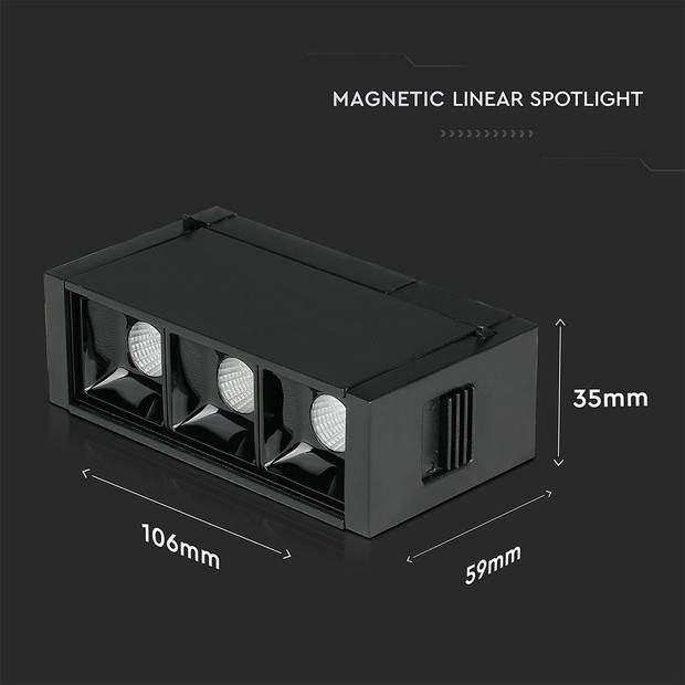 V-TAC VT-4143 LED Tracklights - Magnetische lineaire schijnwerpers - IP20 - 3 Watt - 240 Lumen - 4000K