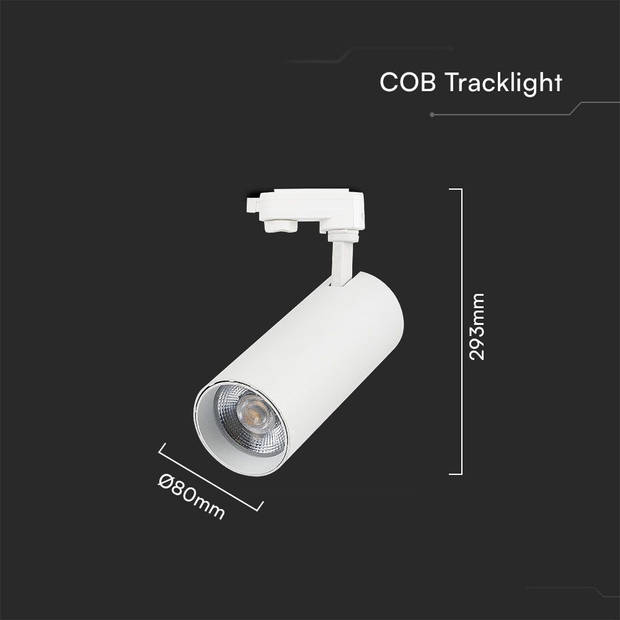 V-TAC VT-47050-W LED Tracklights - COB Tracklights - IP20 - Wit - 40 Watt - 3150 Lumen - 3IN1