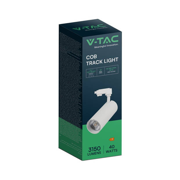 V-TAC VT-47050-W LED Tracklights - COB Tracklights - IP20 - Wit - 40 Watt - 3150 Lumen - 3IN1