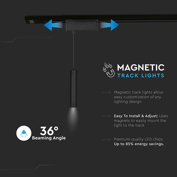 V-TAC VT-4315 LED Tracklights - Magnetische hanglampen - IP20 - 15 Watt - 1000 Lumen - 4000K