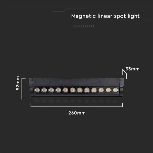 V-TAC VT-42012 LED Tracklights - Magnetische Tracklights - IP20 - 12 Watt - 1300 Lumen - 3000K