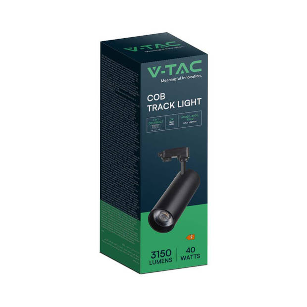 V-TAC VT-47050-B LED Tracklights - COB Tracklights - IP20 - Zwart - 40 Watt - 3150 Lumen - 3IN1