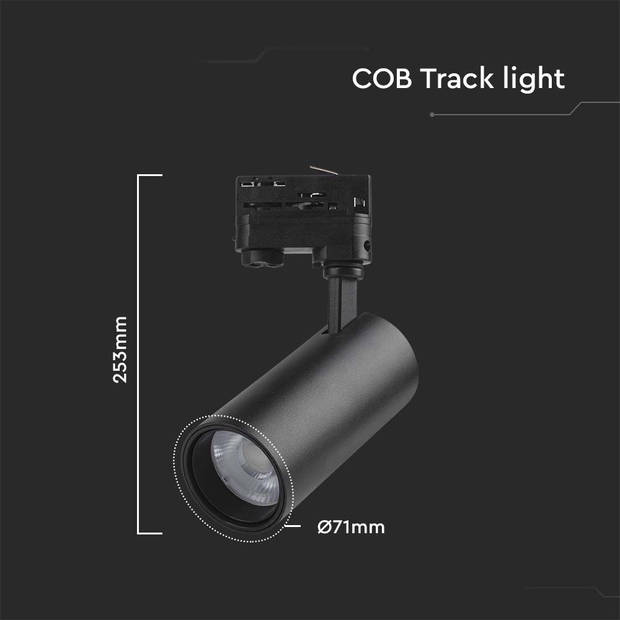 V-TAC VT-47030-W LED Tracklights - COB Tracklights - IP20 - Zwart - 30 Watt - 2900 Lumen - 3IN1