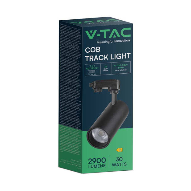 V-TAC VT-47030-W LED Tracklights - COB Tracklights - IP20 - Zwart - 30 Watt - 2900 Lumen - 3IN1