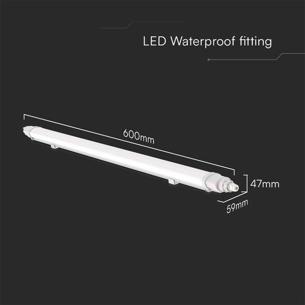 V-TAC VT-80060 LED Batten Fittings - Waterproof Fittings - IP65 - 18 Watts - 1900 Lumens - 6500K