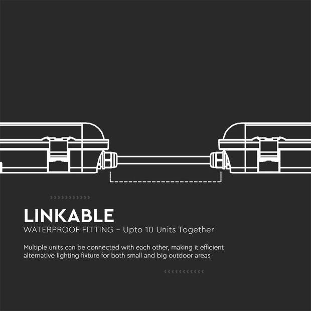 V-TAC VT-1253S LED TL-beslag - X Series - Sensor - 120lm/w - IP65 - 36 Watt - 4320 Lumen - 6500K