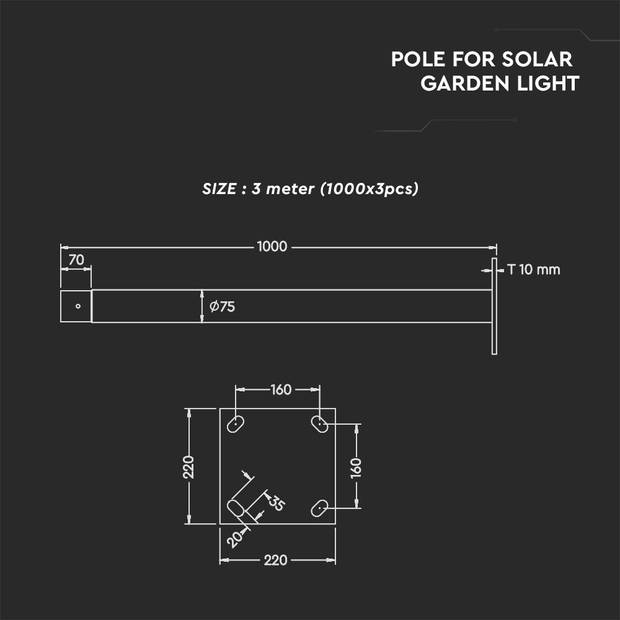 V-TAC Solarlampen - Accessoires - IP65 - Zwart