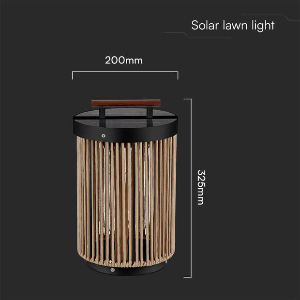 V-TAC VT-7653 Solarlampen - Zonne-gazonlamp - IP65 - 3000K - Modelnr: - VT-7653