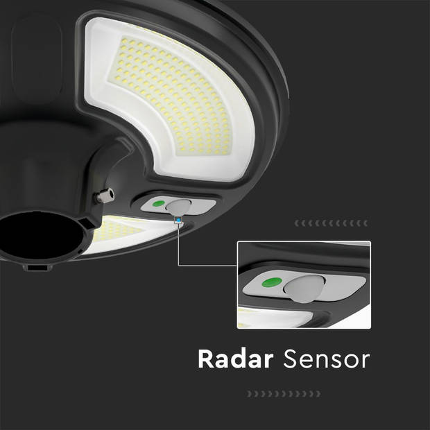 V-TAC VT-45W Solarlampen - Tuinverlichting Sensor - IP65 - Zwart - 7,5 Watt - 1000 Lumen - 6500K