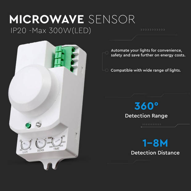 V-TAC VT-8077 Bewegingssensoren - Microgolfsensor - IP20 - Modelnr: - VT-8077