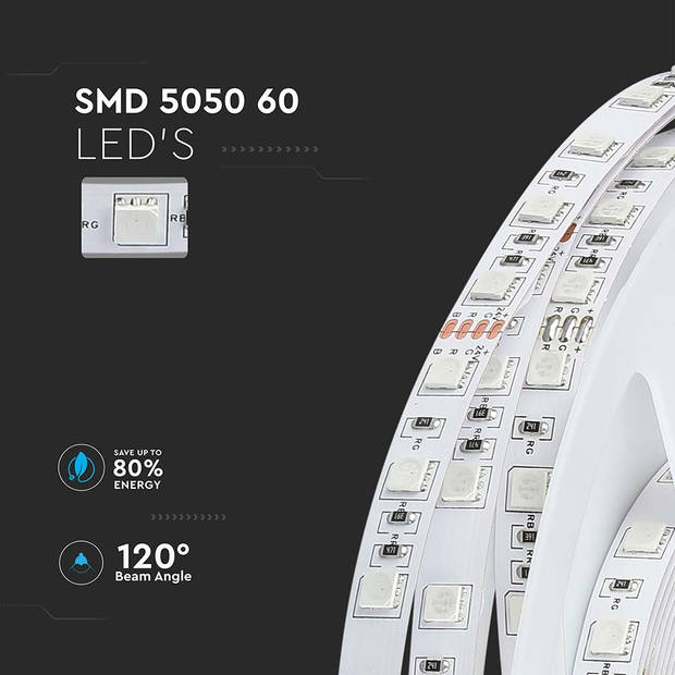 V-TAC VT-5050 60-IP20-N LED Striplampen - Striplights 5050 - 60 - IP20 - 3000K - 5m Rol