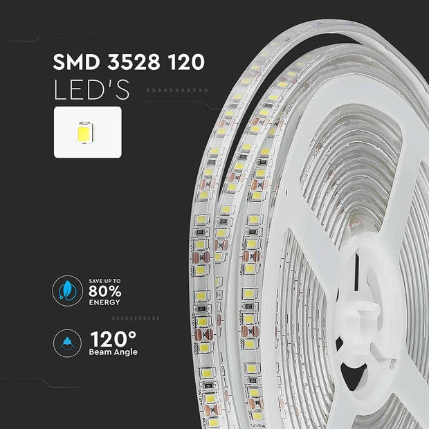 V-TAC VT-3528 120-IP65-N LED Striplampen - Striplights 3528 - 120 - IP65 - 4000K - 5m Rol