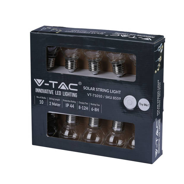 V-TAC VT-71010 Solarlampen - Solar String Lights - IP44 - 100 Lumen - 3000K