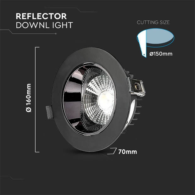 V-TAC VT-2-23-N LED Downlights - PRO Reflector Downlight - Samsung - IP20 - 20 Watt - 1780 Lumen - 4000K - 5 Jaar