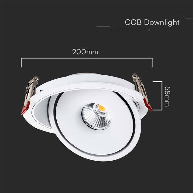 V-TAC VT-2532-W LED Downlights - Verstelbare Downlight - IP20 - 28 Watt - 2500 Lumen - 3IN1 - Modelnr: - VT-2532-W