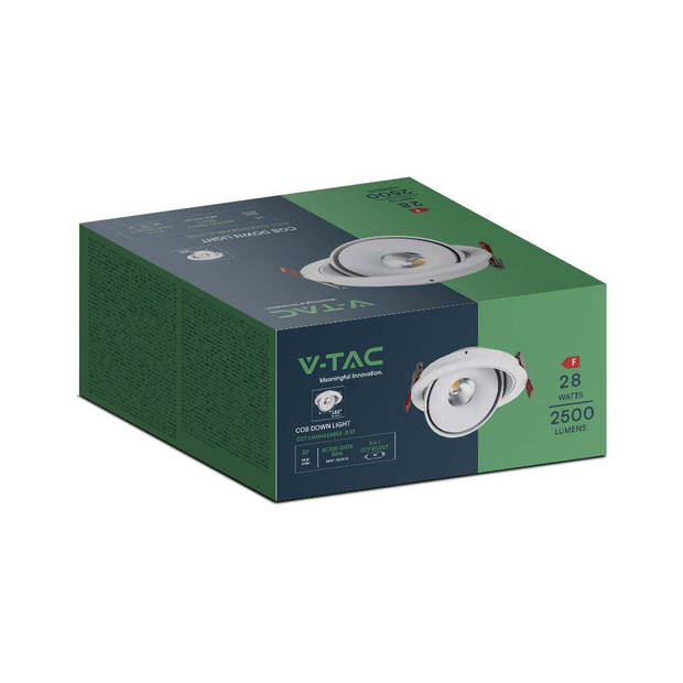 V-TAC VT-2532-W LED Downlights - Verstelbare Downlight - IP20 - 28 Watt - 2500 Lumen - 3IN1 - Modelnr: - VT-2532-W