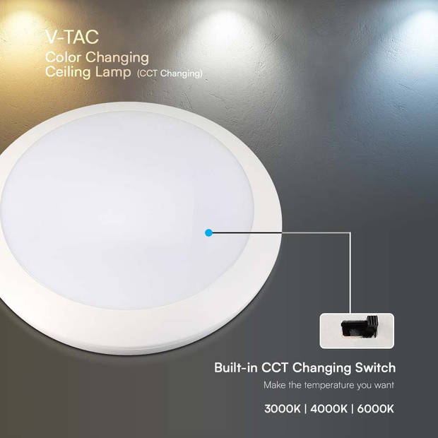 V-TAC VT-8222 LED-koepellampen - Ronde koepellampen - Sensor - IP66 - 20 Watt - 1850 Lumen - 3IN1 - 5 Jaar