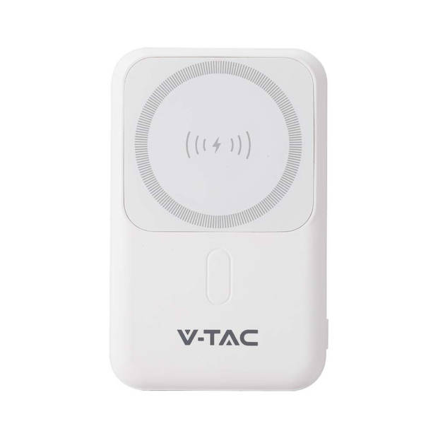 V-TAC VT-3529-W Magnetische draadloze powerbanks - Wit lichaam - 10000mAh