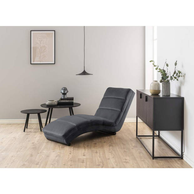 Curve chaise longue velours grijs.