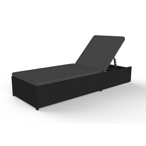 Gida loungemeubel ligbed, incl. kussen, grijs/zwart.