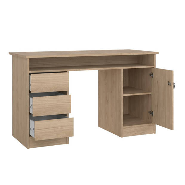 FunctionPlus bureau met slot 1 deur 3 laden okkernoot decor.