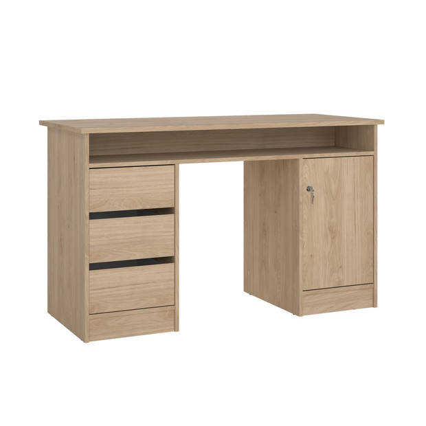 FunctionPlus bureau met slot 1 deur 3 laden okkernoot decor.