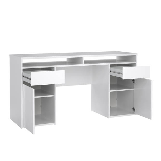 FunctionPlus bureau 2 deuren 2 laden wit hoog glans.