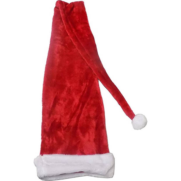 Extra lange luxe Kerstmuts met bond XXL - Rood - 145 cm