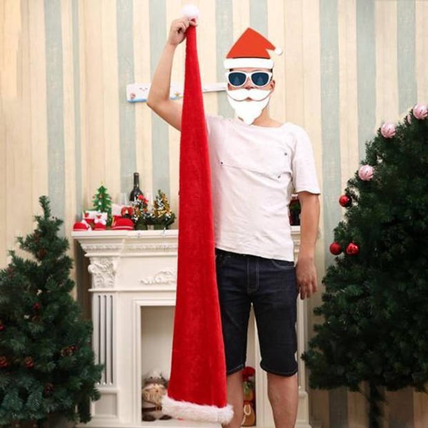 Lange Kerstmuts - 145 cm Luxe Kerstmuts XXL Met Bont