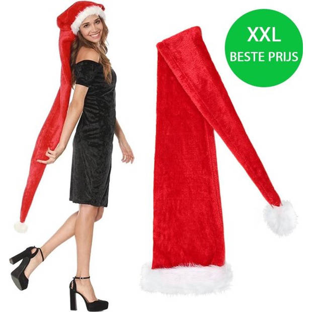 Lange Kerstmuts - 145 cm Luxe Kerstmuts XXL Met Bont