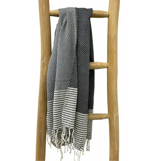 Hamamdoek - fouta – pestemal - 90x170 cm - 100% katoen - zwart