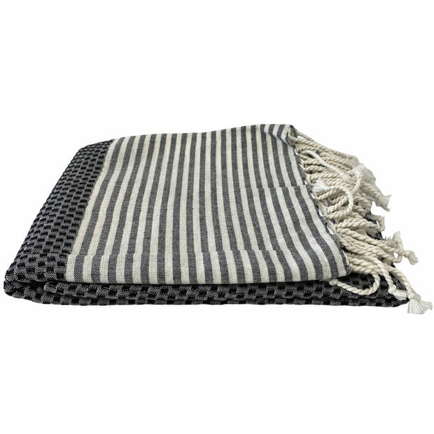 Hamamdoek - fouta – pestemal - 90x170 cm - 100% katoen - zwart