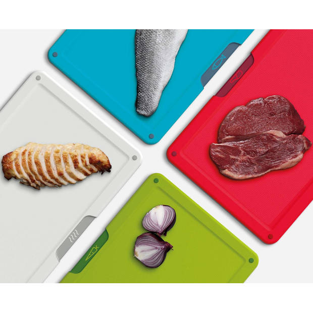 Joseph Joseph - Giftset Folio Icon 4 Snijplanken in Houder met Gratis Mes - Polypropyleen - Multicolor