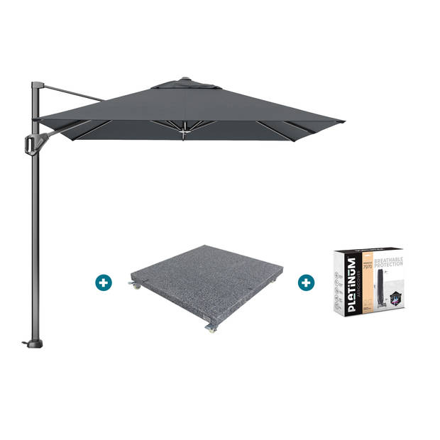 Platinum Voyager zweefparasol T1 2.5x2.5 m. - Antraciet + voet en hoes