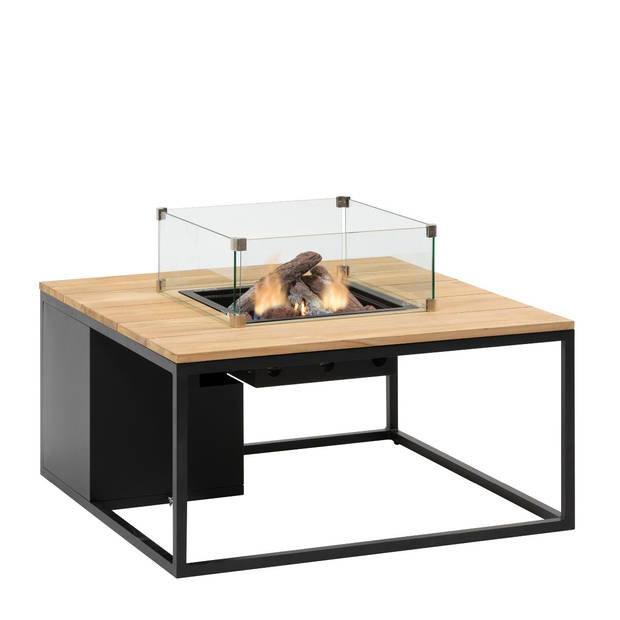 Cosi Cosiloft vuurtafel 100x100 cm - Black/teak - Incl. gratis glasset