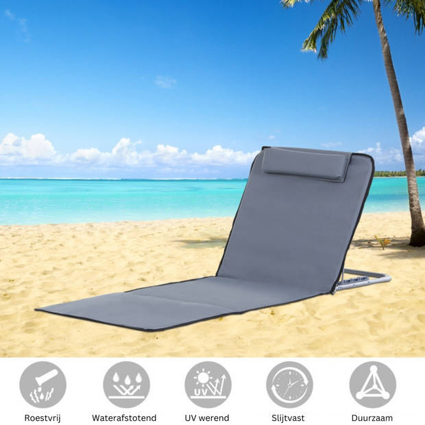 Strandstoel met draagtas - Strandmat - Strand - Vouwmatras - Ligbed - Zonnebed - Staal - 134 x 48 x 33-43 cm