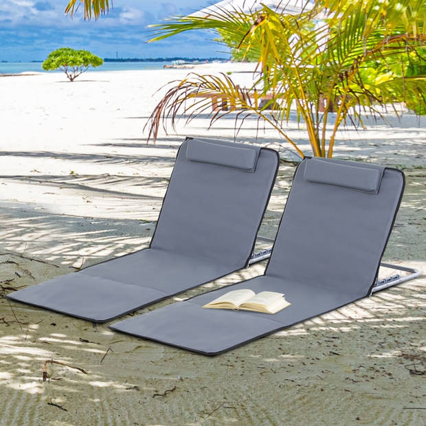 Strandstoel met draagtas - Strandmat - Strand - Vouwmatras - Ligbed - Zonnebed - Staal - 134 x 48 x 33-43 cm