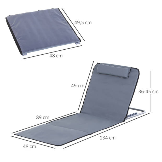 Strandstoel met draagtas - Strandmat - Strand - Vouwmatras - Ligbed - Zonnebed - Staal - 134 x 48 x 33-43 cm