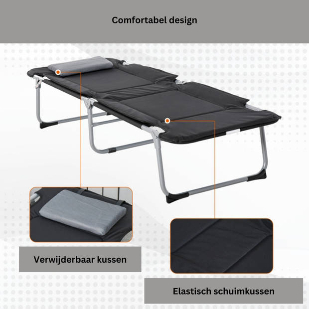 Veldbed - Kampeerbed - Logeerbed - Vouwbed - Campingbedje - Stretcher - 183 x 66 x 33 cm