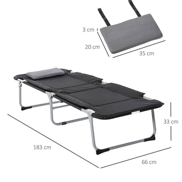 Veldbed - Kampeerbed - Logeerbed - Vouwbed - Campingbedje - Stretcher - 183 x 66 x 33 cm