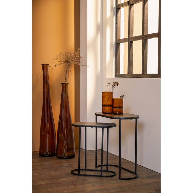 Light & Living - Bijzettafel BOCOV - 53x26x53cm - Zwart - Set van 2