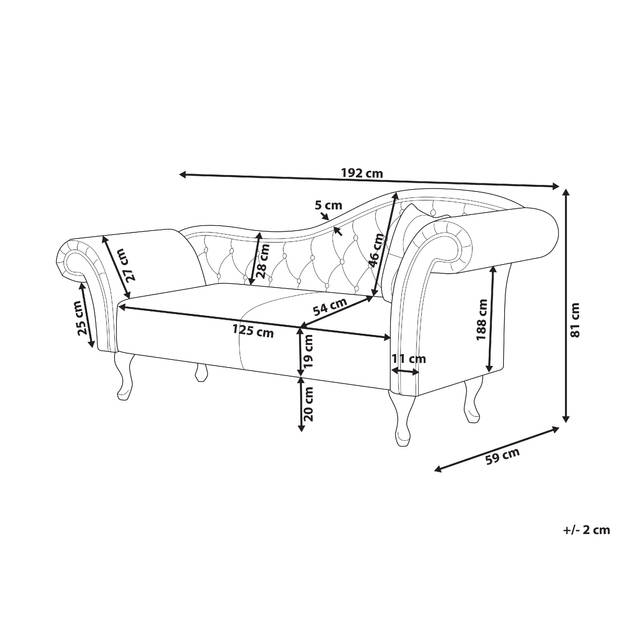 Beliani LATTES - Chaise longue-Beige-Fluweel