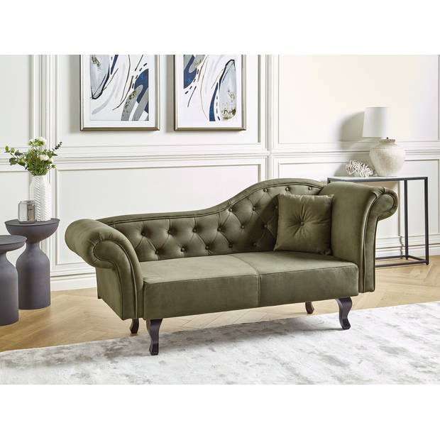 Beliani LATTES - Chaise longue-Groen-Fluweel