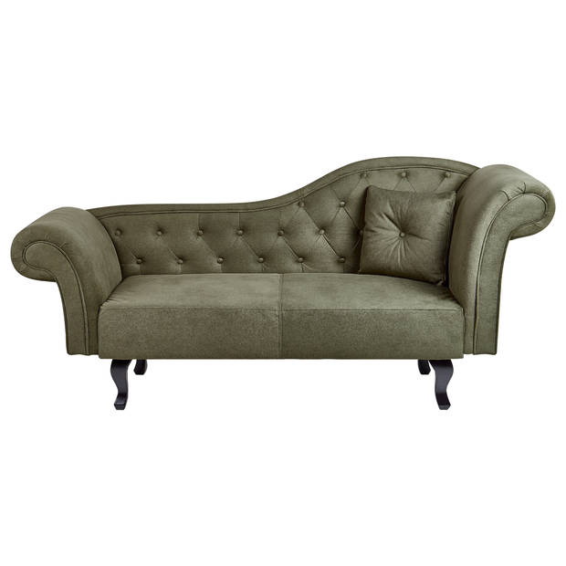 Beliani LATTES - Chaise longue-Groen-Fluweel