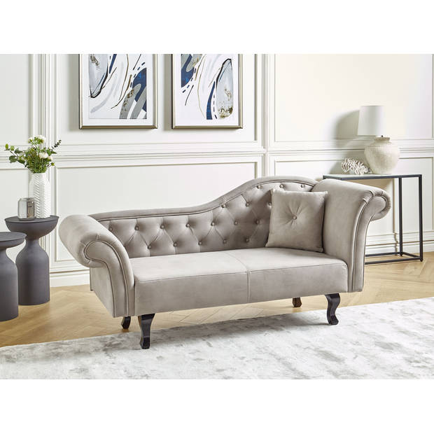 Beliani LATTES - Chaise longue-Beige-Fluweel