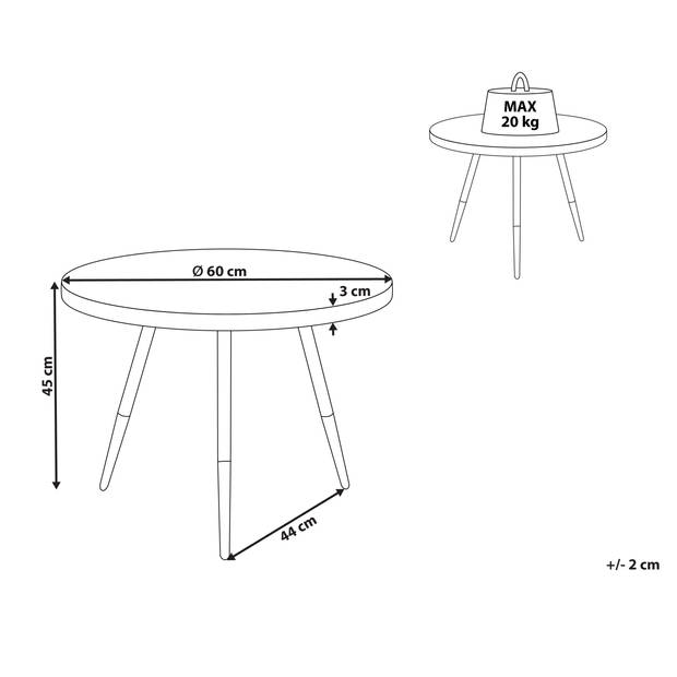 Beliani RAMONA - Salontafel-Lichte houtkleur-MDF