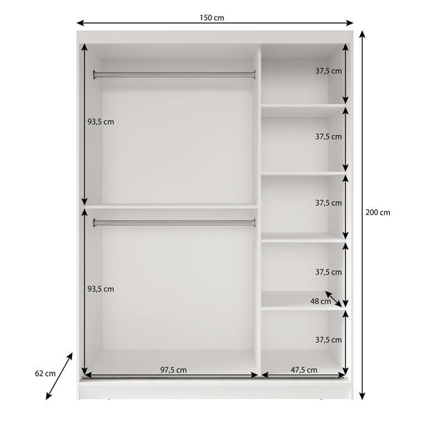 Meubella Kledingkast Davies 2 - Wit - 150 cm