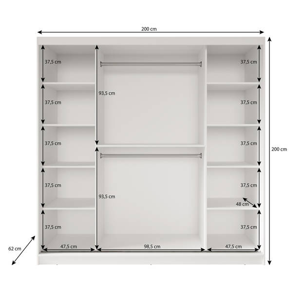 Meubella Kledingkast Davies 2 - Wit - 200 cm